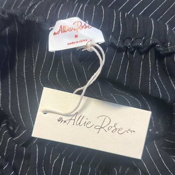 New Allie Rose Black and White Striped Linen Strapless Jumpsuit M - Picture 4 of 4